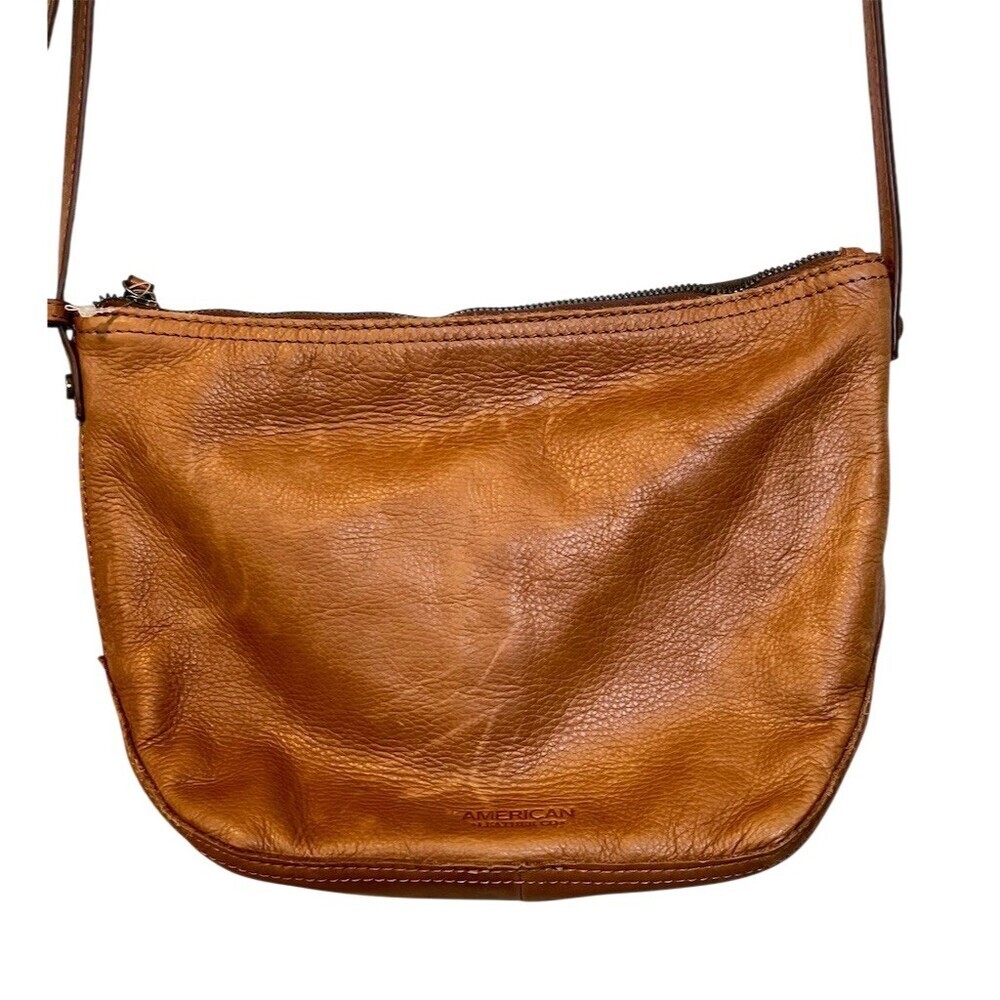 American Leather Co. Boho Crossbody Shoulder Bag Women’s Brown Zip Fall Hippie - Picture 2 of 15